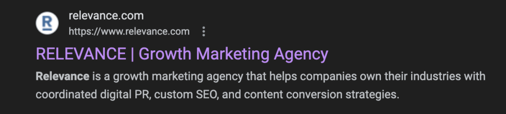 Example of ecommerce seo strategy meta descriptions and titles. 
